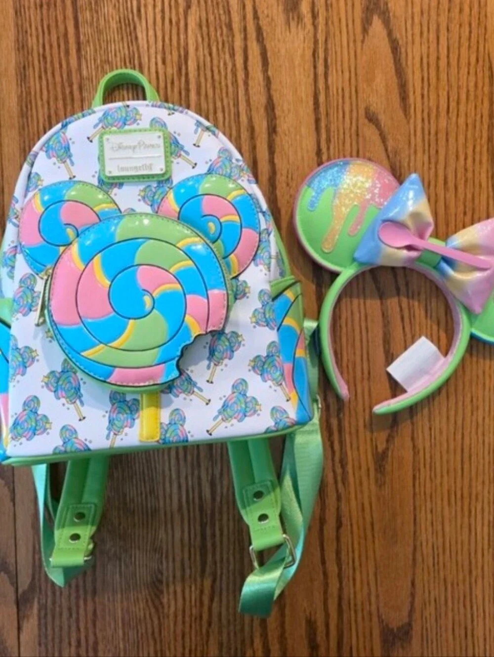 Loungefly Disney Parks Eats Pastel Lollipop Mickey Ears Backpack Set